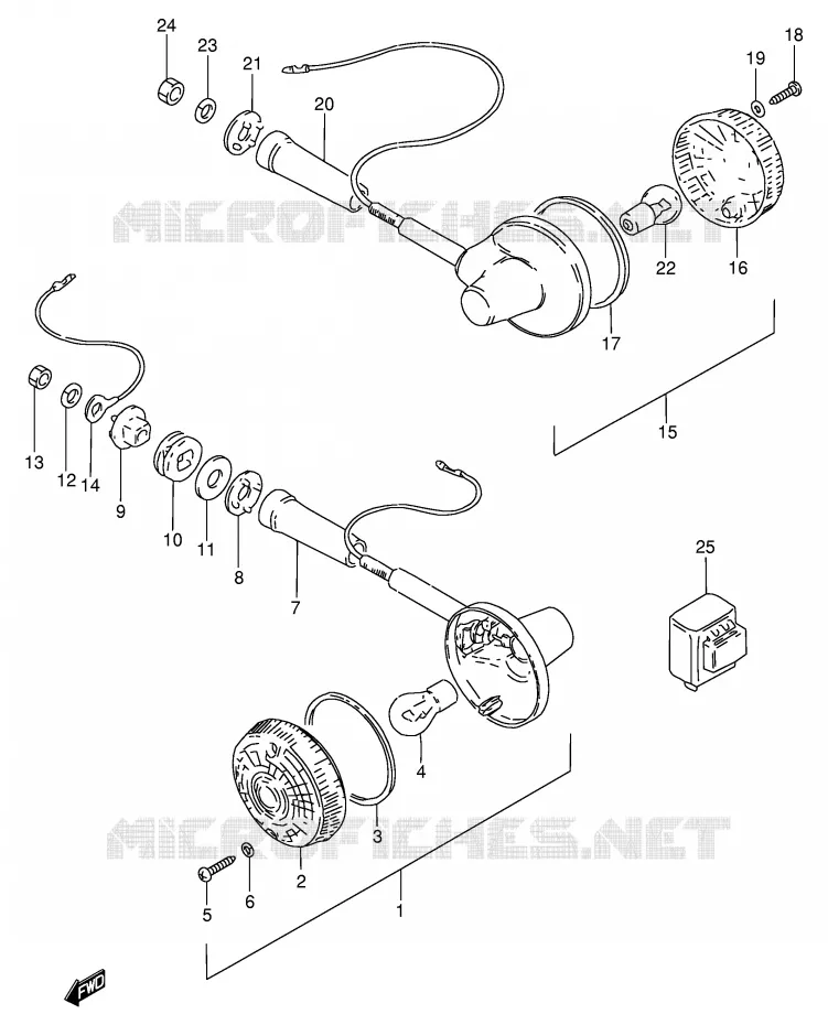 CLIGNOTANTS (E25,E39) Suzuki MOTO 250 GN 1992  GN250N(E2)