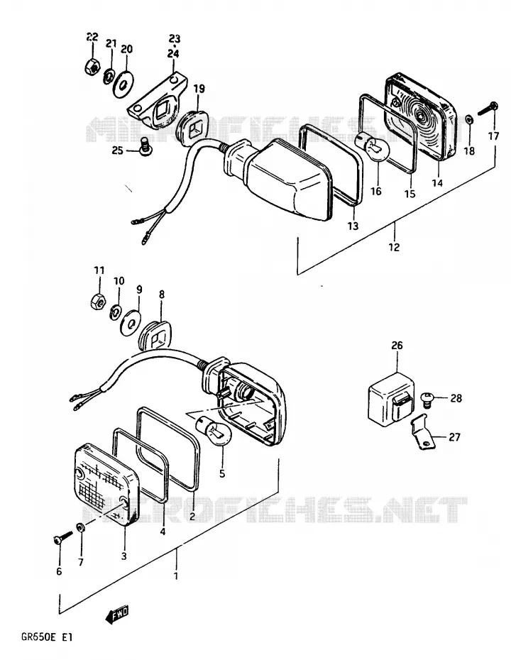 CLIGNOTANTS (E2,E4,E15,E17,E21,E34) Suzuki MOTO 650 TEMPTER 1983  GR650D(D/E)