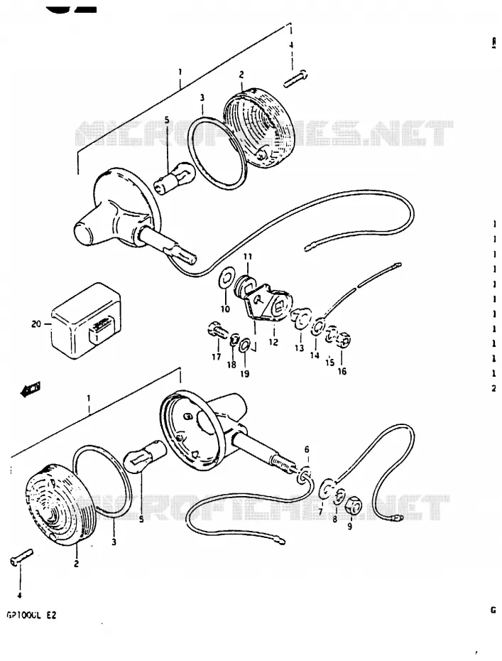 CLIGNOTANTS (GP100UD/UL E2 F.NO. 107351-) Suzuki MOTO 100 GP 1999  GP100UX(X/D/L)