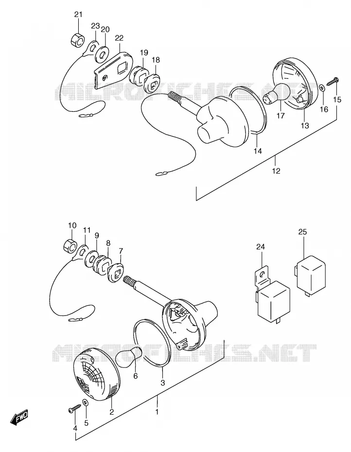 CLIGNOTANTS (GS125ESX E2,GS125SX/SY,GS125SUX/SUY) Suzuki MOTO 125 GS 2000  GS125UY(E71)