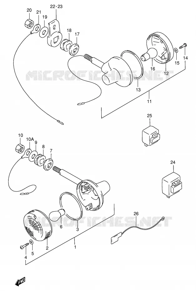 CLIGNOTANTS (MODEL T/W/X E2,E4,E22,E24,E34,E71) Suzuki MOTO 250 GN 2000  GN250Y(E2)