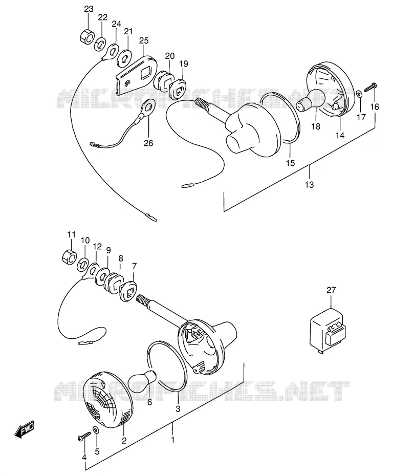 CLIGNOTANTS (MODELE K/M/R E2) Suzuki MOTO 125 GS 1991  GS125ESM(E1)
