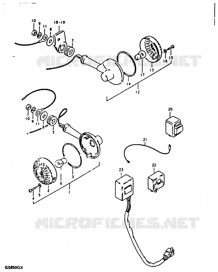 CLIGNOTANTS (MODELE T : E22, E25) Suzuki MOTO 850 GS 1981  GS850GX(T/X)