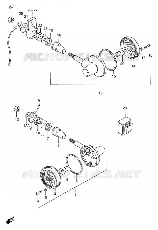 CLIGNOTANTS (MODELE T/W/X E1,P37) Suzuki MOTO 250 GN 2000  GN250Y(E2)