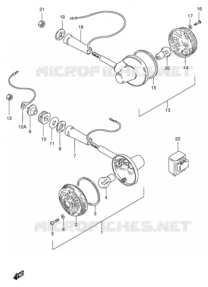 CLIGNOTANTS (MODELE T/W/X E25,E39,E54) Suzuki MOTO 250 GN 1996  GN250T(E2)