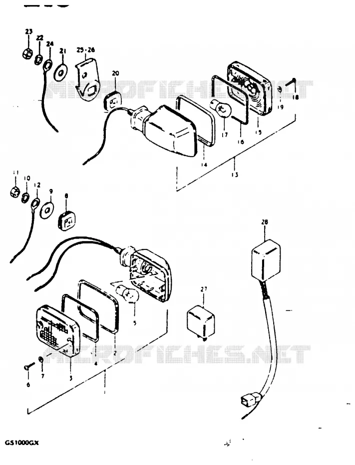 CLIGNOTANTS (MODELE X : E18, E26) Suzuki MOTO 1000 GS 1980  GS1000GT(X/T)