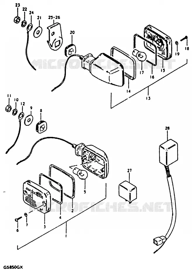 CLIGNOTANTS (MODELE X : E18, E26) Suzuki MOTO 850 GS 1981  GS850GX(T/X)