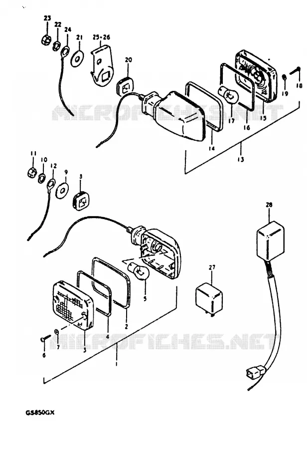CLIGNOTANTS (MODELE X : E21) Suzuki MOTO 850 GS 1981  GS850GX(T/X)