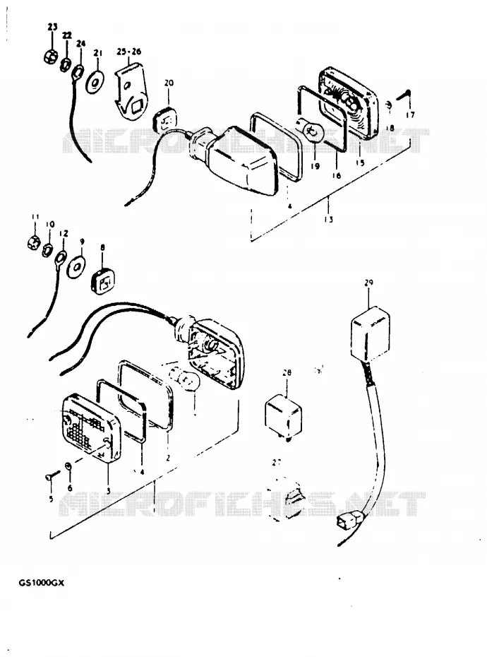 CLIGNOTANTS (MODELE X : E22, E25) Suzuki MOTO 1000 GS 1980  GS1000GT(X/T)