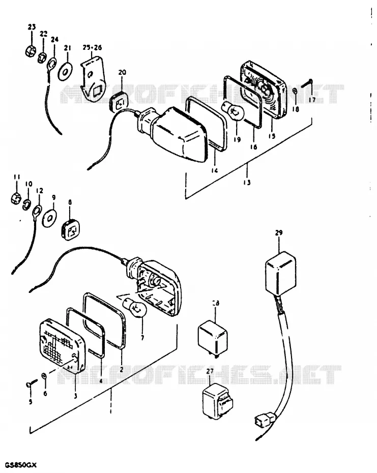 CLIGNOTANTS (MODELE X : E22, E25) Suzuki MOTO 850 GS 1981  GS850GX(T/X)