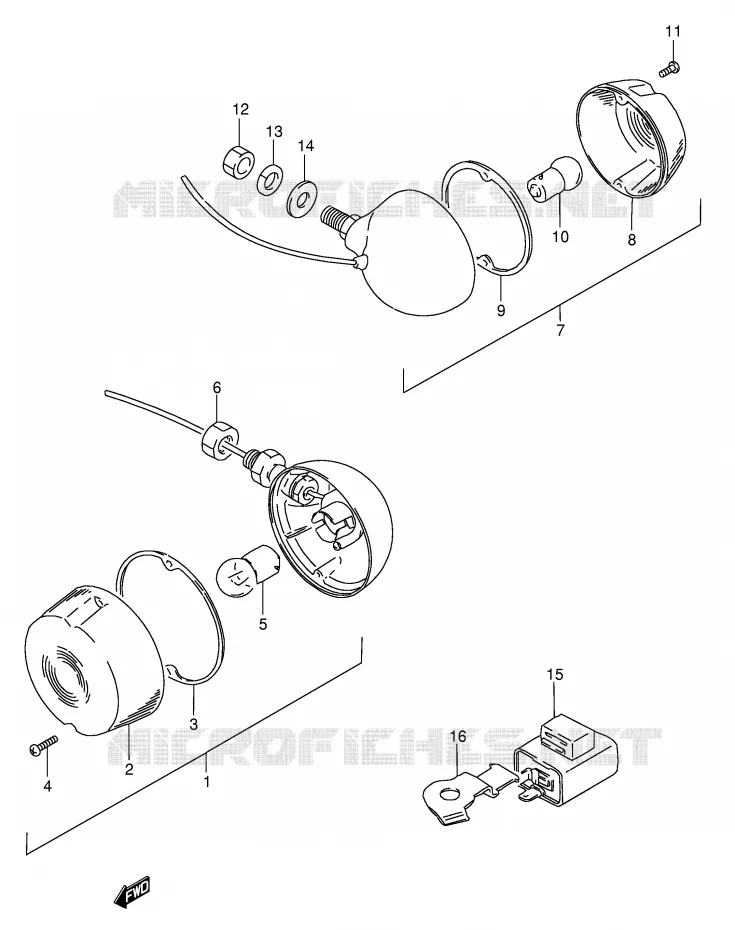 CLIGNOTANTS (MODELE X/Z E2) Suzuki SCOOTER 50 FZ 1989  FZ50K(E1)