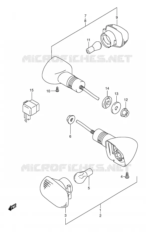 CLIGNOTANTS Suzuki MOTO 500 GS-E 2001  GS500K1(E2)