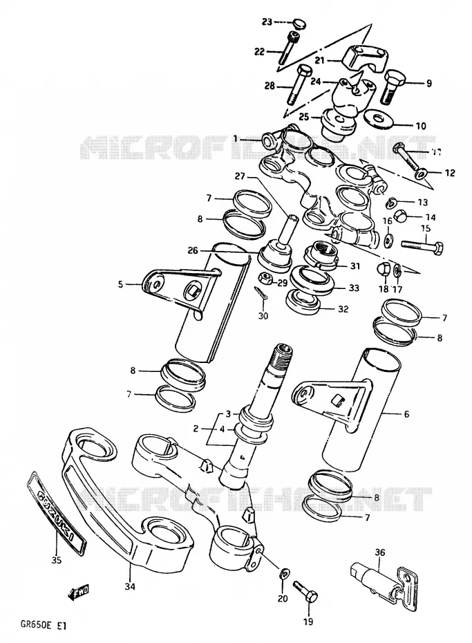 COLONNE DE DIRECTION (GR650XD/XE) Suzuki MOTO 650 TEMPTER 1983  GR650XD(D/E)