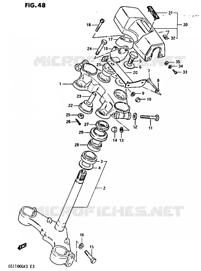 COLONNE DE DIRECTION (GS1100GK2/GKD) Suzuki MOTO 1100 GS-G 1983  GS1100GKD(Z/2/D)