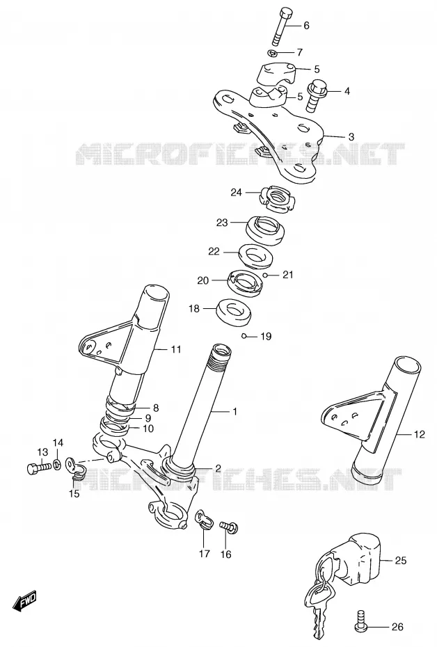 COLONNE DE DIRECTION (GS125UX/UY) Suzuki MOTO 125 GS 1999  GS125SX(E71)