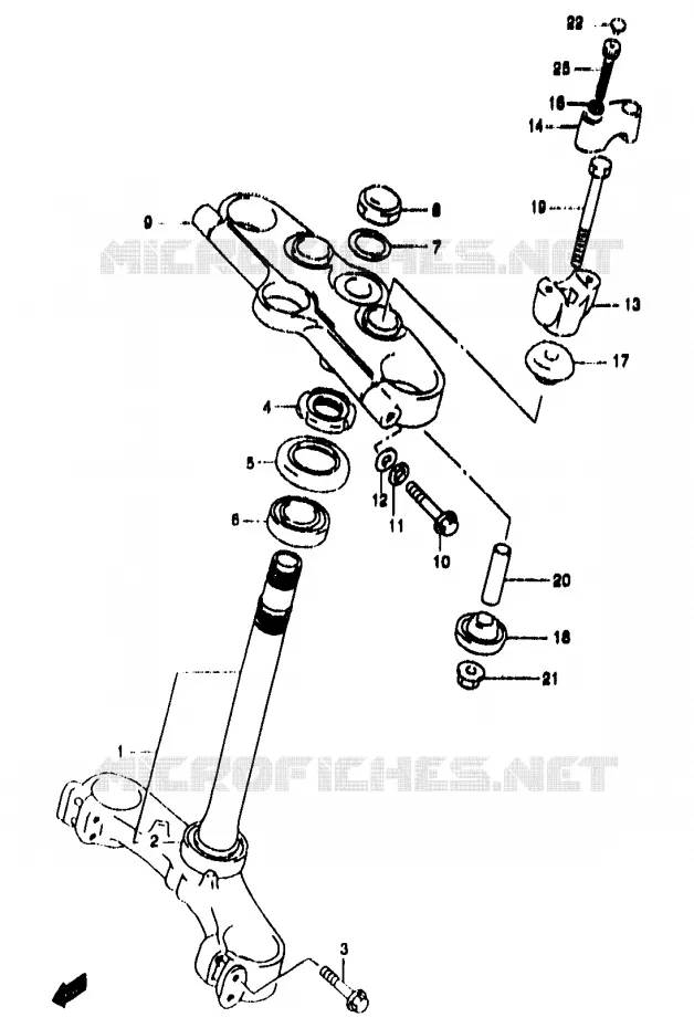 COLONNE DE DIRECTION (GSF1200SAV/SAW/SAX/SAY) Suzuki MOTO 1200 BANDIT 2000  GSF1200SY(T/V/W/X/Y)