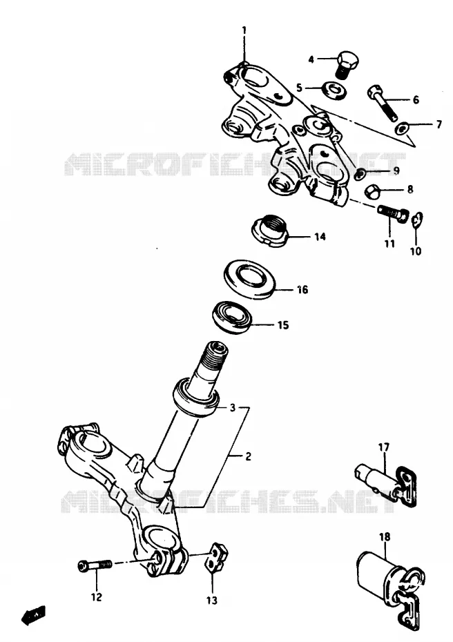 COLONNE DE DIRECTION GSX1100ESE/EFE/ESF/EFF/ESG/EFG,GS1150ESF/EFF/E Suzuki MOTO 1150 GS 1985  GS1150ESF(E/F/G)