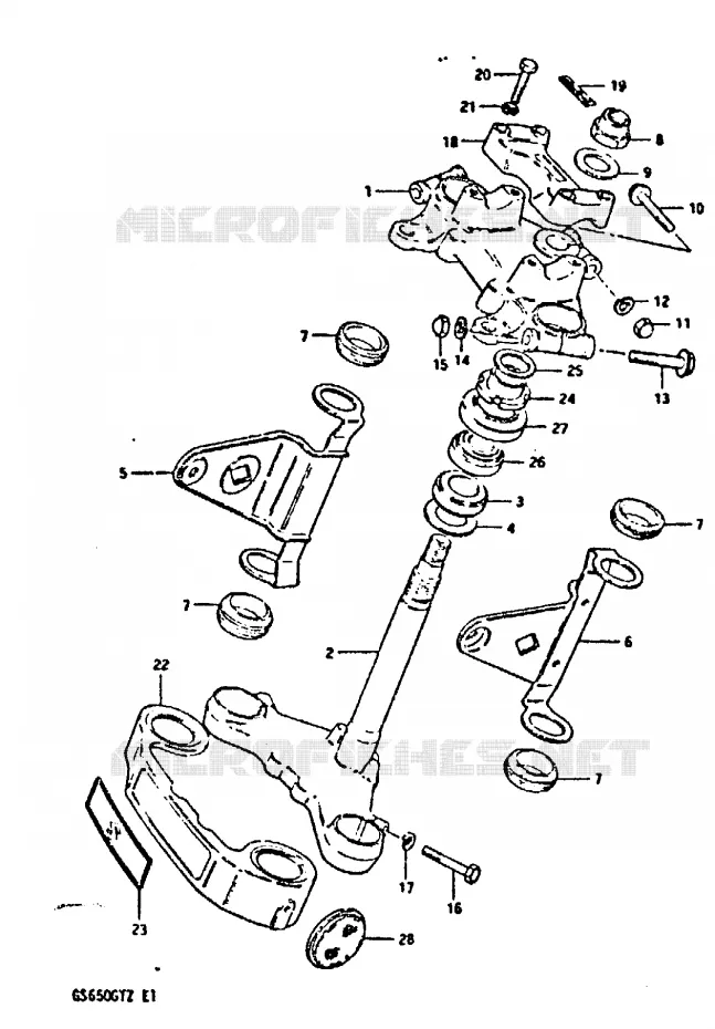 COLONNE DE DIRECTION (MODELE X) Suzuki MOTO 650 GS 1982  GS650GTZ(X/Z)