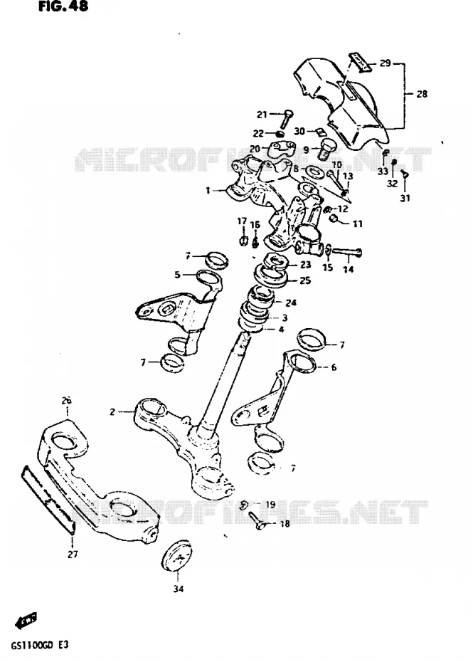 COLONNE DE DIRECTION (MODELE Z) Suzuki MOTO 1100 GS-G 1983  GS1100GD(Z/D)