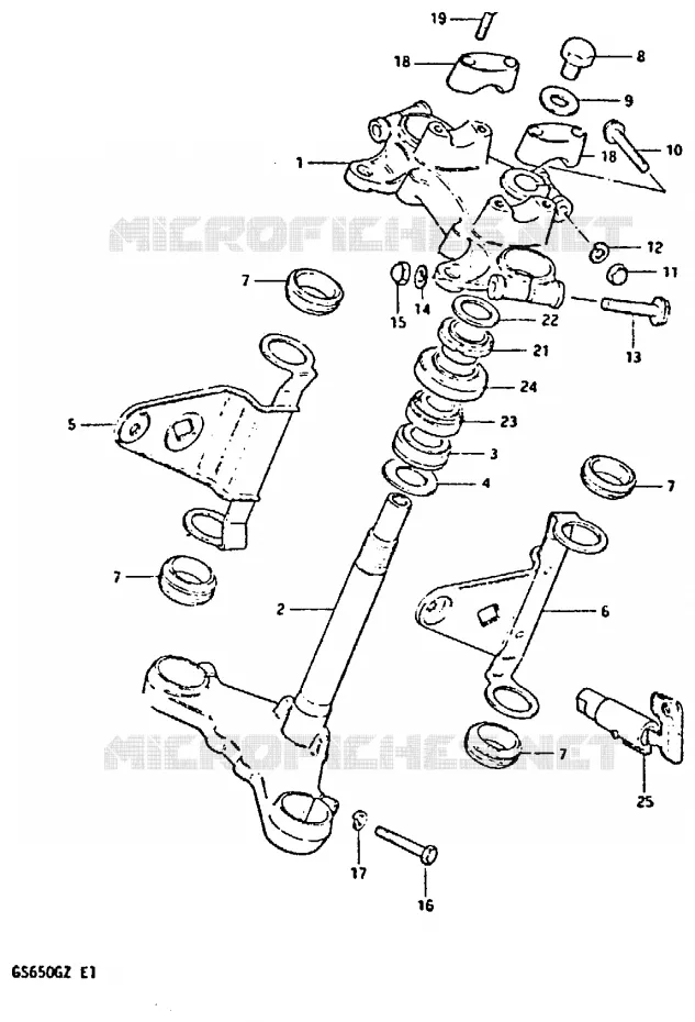 COLONNE DE DIRECTION (MODELE Z) Suzuki MOTO 650 GS 1982  GS650GZ(X/Z)