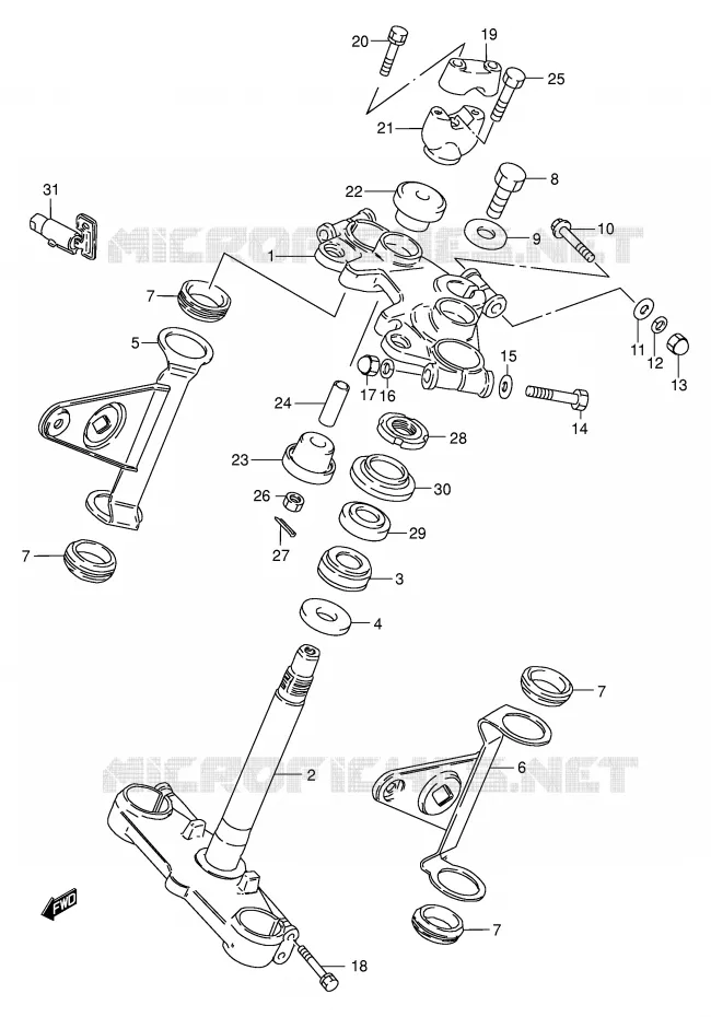 COLONNE DE DIRECTION Suzuki MOTO 250 GN 1998  GN250W(E2)