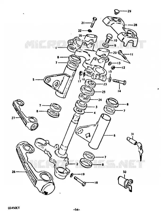COLONNE DE DIRECTION Suzuki MOTO 450 GS 1996  GS450T(T)