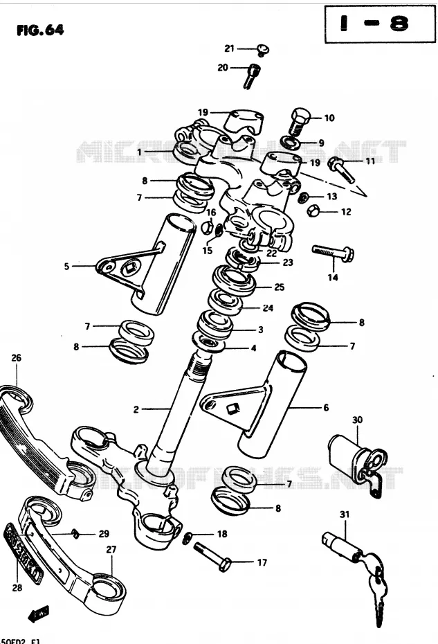 COLONNE DE DIRECTION Suzuki MOTO 450 GS-S 1983  GS450SD(2/Z/D)