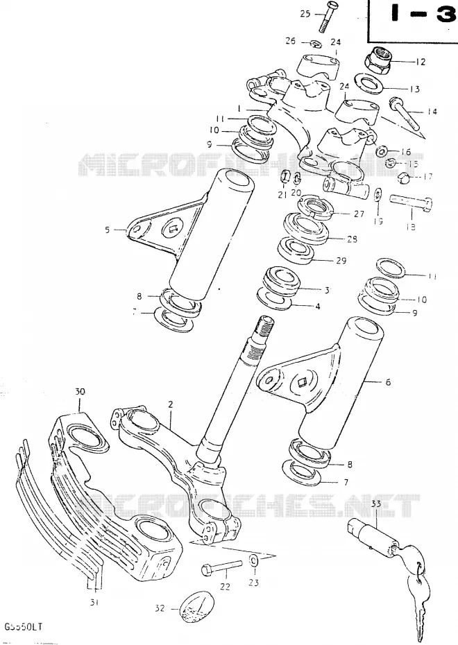 COLONNE DE DIRECTION Suzuki MOTO 550 GS 1980  GS550LT
