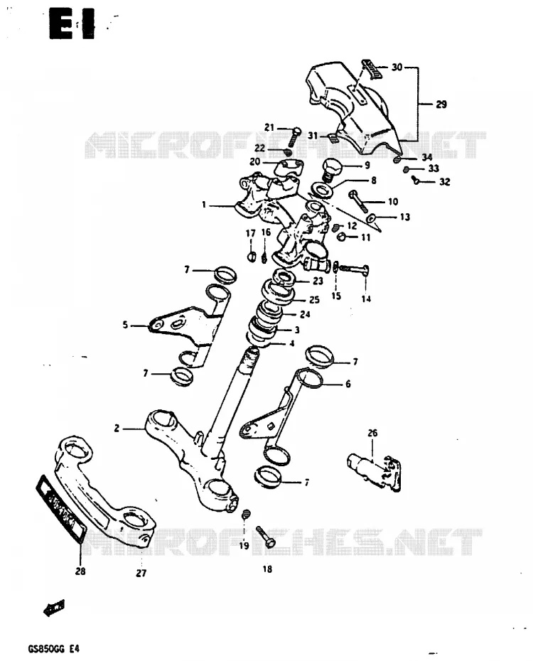 COLONNE DE DIRECTION Suzuki MOTO 850 GS 1985  GS850GF(E4)