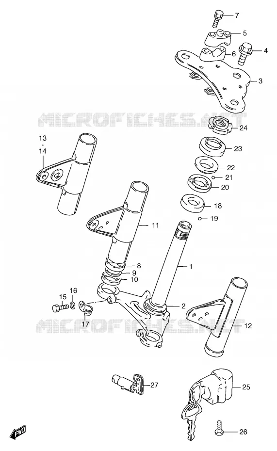 COLONNE DE DIRECTION (VOIR NOTE) Suzuki MOTO 125 GS 2000  GS125SY(E71)