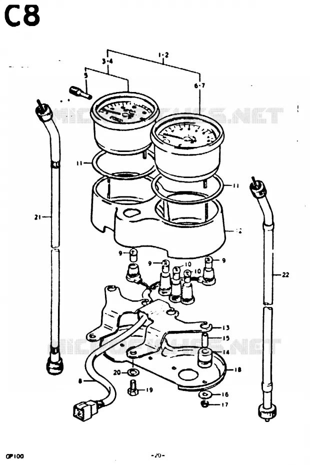 COMPTEUR (E6, E13, E30) Suzuki MOTO 100 GP 1992  GP100UN(C/N)