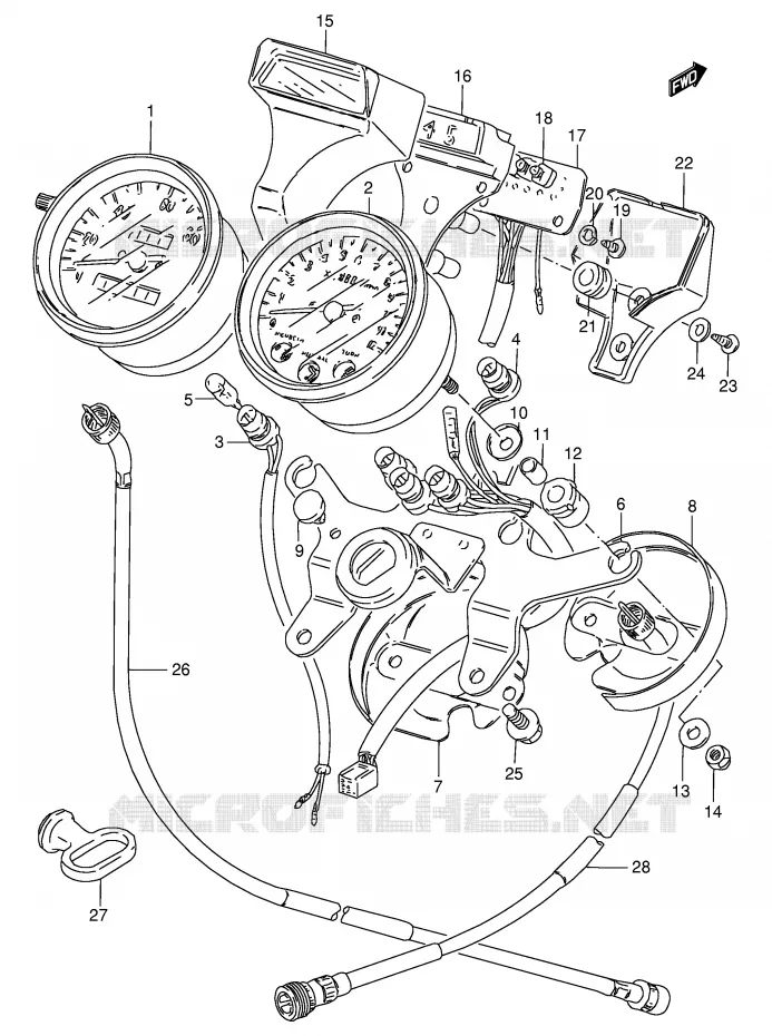 COMPTEUR (GN125ER E73,P73) Suzuki MOTO 125 GN 1991  GN125EM(E1)