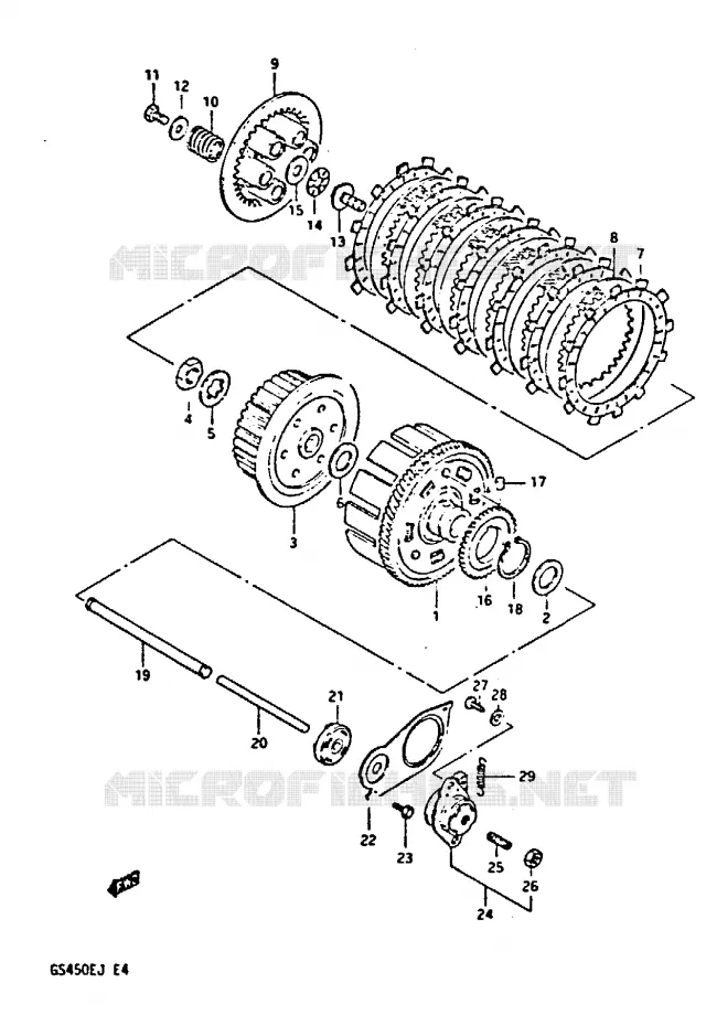 EMBRAYAGE Suzuki MOTO 450 GS-E 1986  GS450EG(E/F/G/H/J)