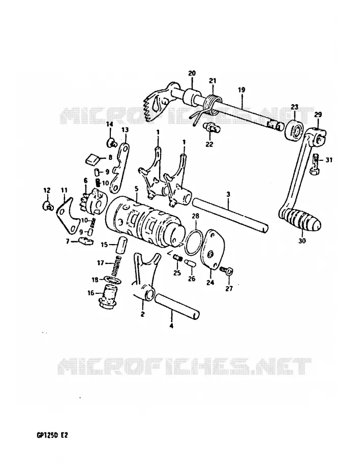 ENSEMBLE DE SELECTION DE VITESSES Suzuki MOTO 125 GP 1983  GP125D(X/D)