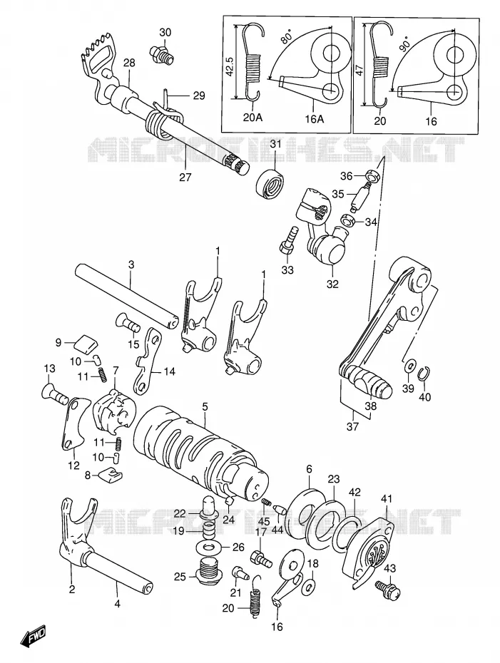 ENSEMBLE DE SELECTION DE VITESSES Suzuki MOTO 125 GS 1991  GS125ESM(E1)