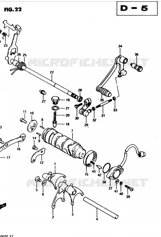 ENSEMBLE DE SELECTION DE VITESSES Suzuki MOTO 450 GS 1982  GS4502(2/Z/D)