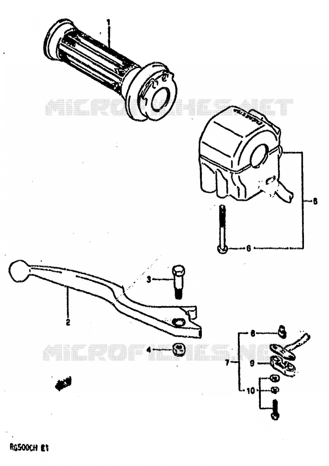 ENSEMBLE LEVIER - COMMODO DROIT (MODELE H) Suzuki MOTO 500 GS-E 1990  GS500EL(E1)