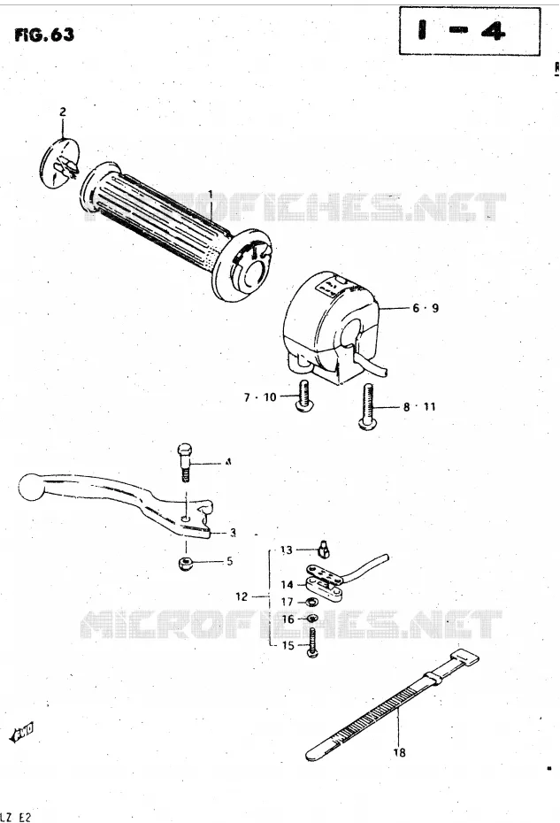 ENSEMBLE LEVIER - COMMODO DROIT (MODELE Z) Suzuki MOTO 450 GS-L 1999  GS450LX(E2)