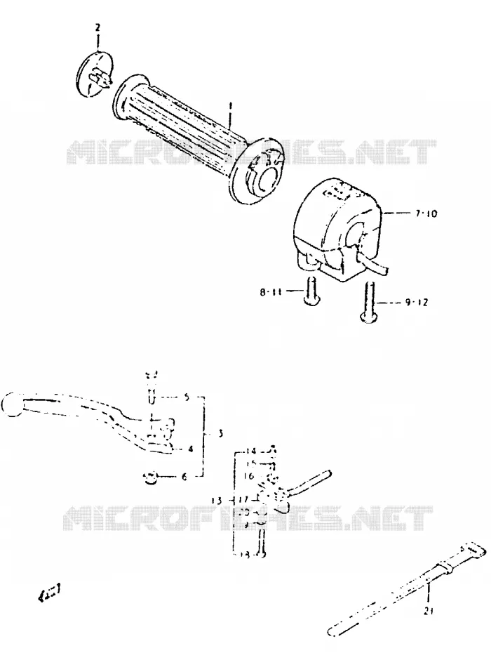 ENSEMBLE LEVIER - COMMODO DROIT Suzuki MOTO 400 GSX 1996  GSX400LT(T/X)