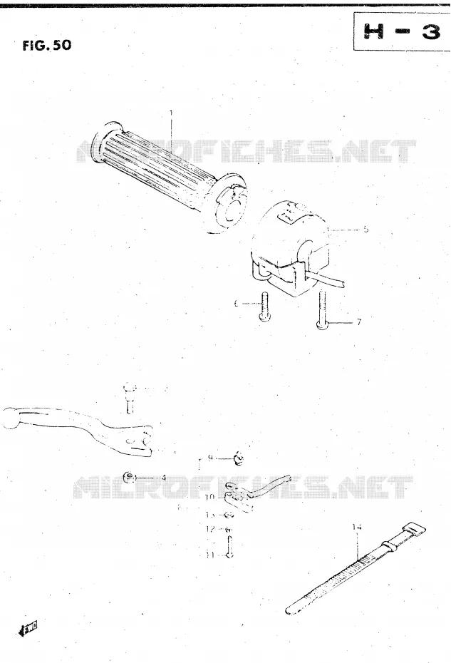 ENSEMBLE LEVIER - COMMODO DROIT Suzuki MOTO 500 GS-E 1983  GS500ED(Z/D)