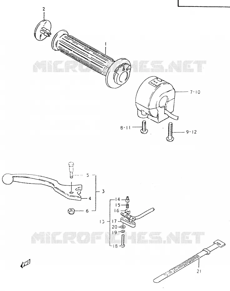 ENSEMBLE LEVIER - COMMODO DROIT Suzuki MOTO 550 GS 1980  GS550LT
