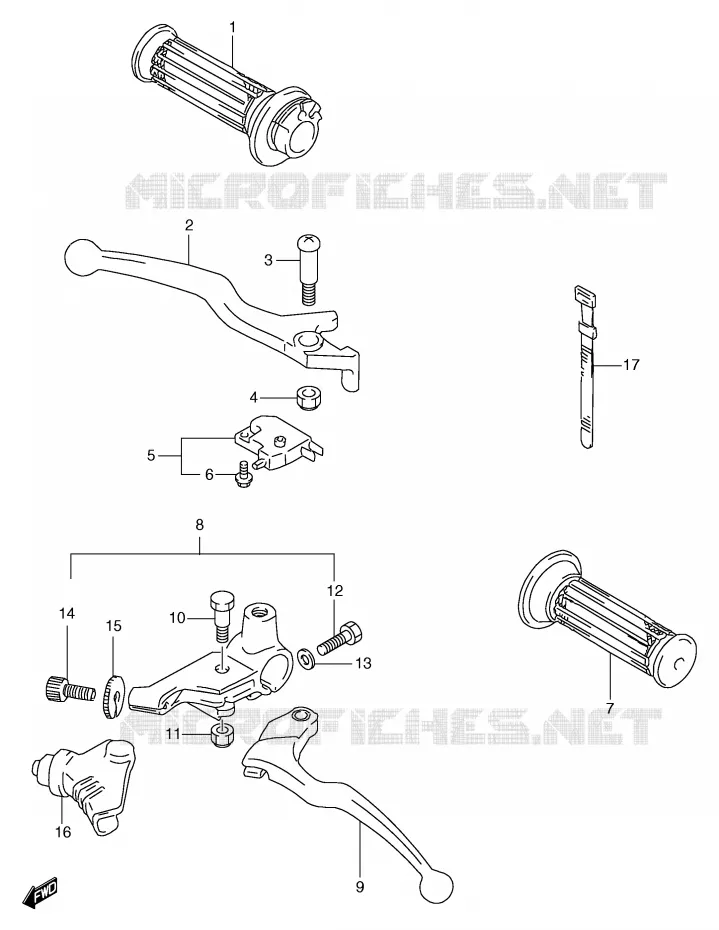 ENSEMBLE LEVIERS - POIGNEES (P37) Suzuki MOTO 125 GS 2000  GS125SUY(E71)