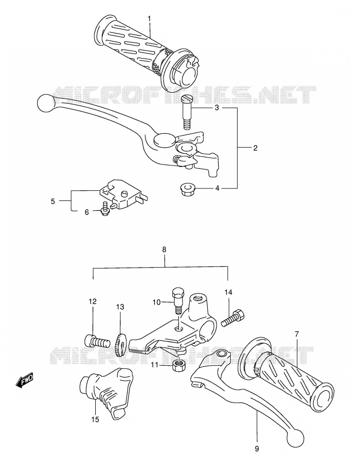 ENSEMBLE LEVIERS - POIGNEES Suzuki MOTO 500 GS-E 2001  GS500K1(E2)
