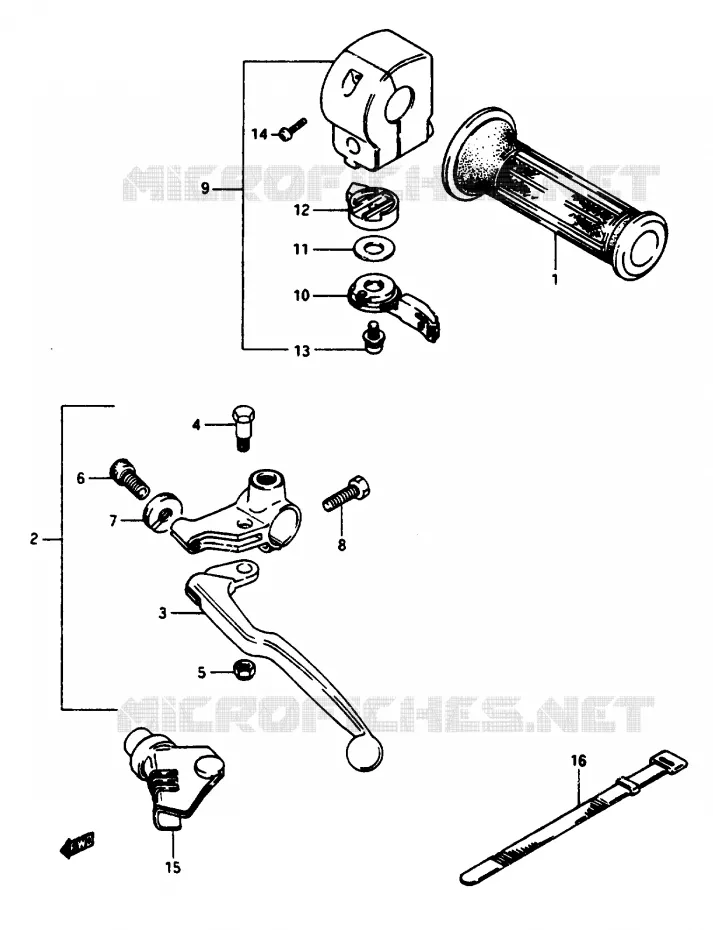 ENSEMBLE POIGNEE GAUCHE (GSX1100EE/EF/EG) Suzuki MOTO 1100 GSX-E 1985  GSX1100EF(E/F/G)