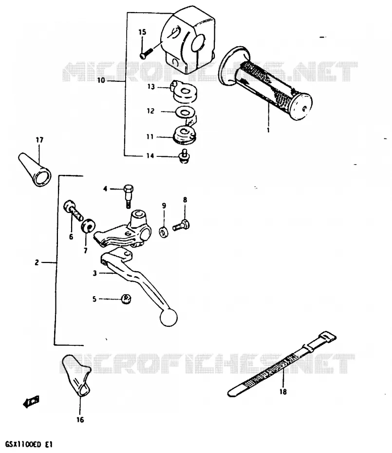 ENSEMBLE POIGNEE GAUCHE (MODELE D) Suzuki MOTO 1100 GSX-E 1983  GSX1100EXD(Z/D)