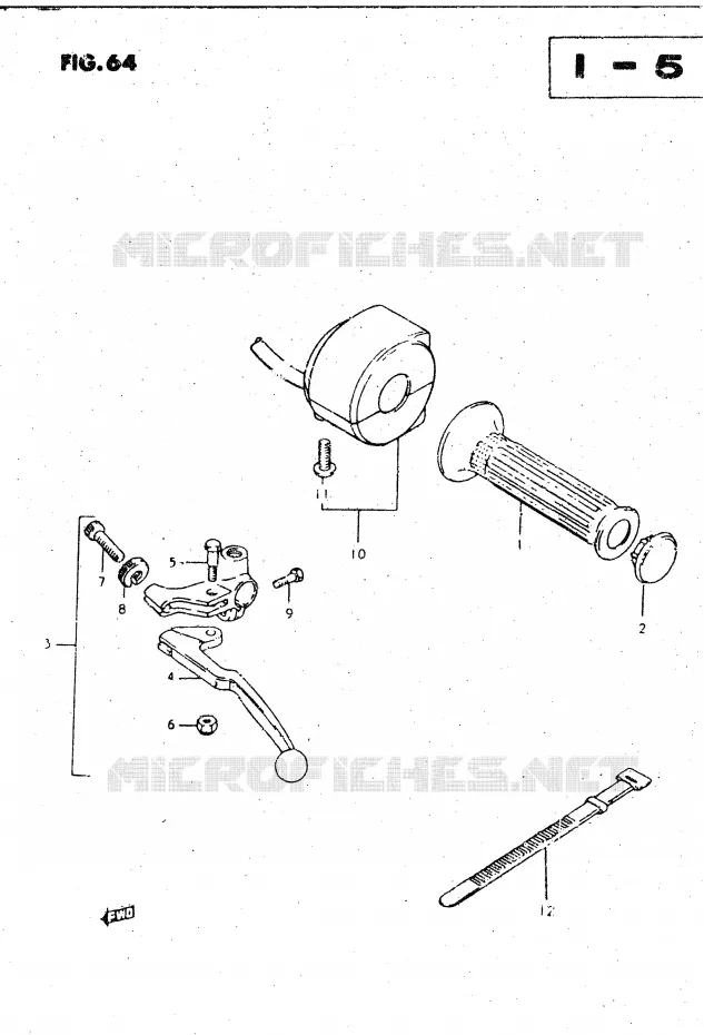 ENSEMBLE POIGNEE GAUCHE (MODELE T, X) Suzuki MOTO 450 GS-L 1982  GS450LZ(E2)