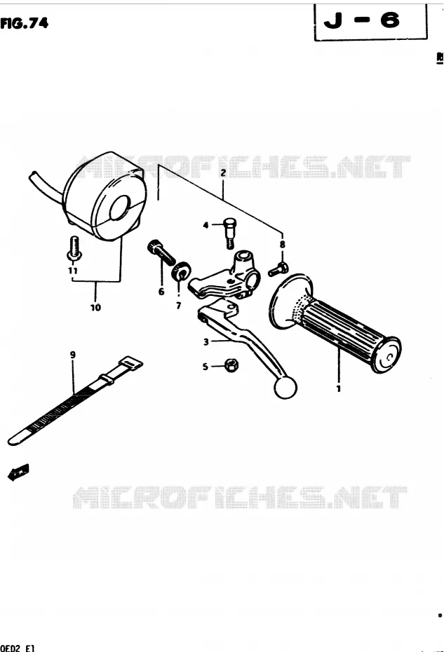 ENSEMBLE POIGNEE GAUCHE (MODELE Z) Suzuki MOTO 450 GS 1982  GS4502(2/Z/D)