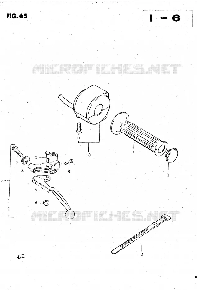 ENSEMBLE POIGNEE GAUCHE (MODELE Z) Suzuki MOTO 450 GS-L 1996  GS450LT(E2)