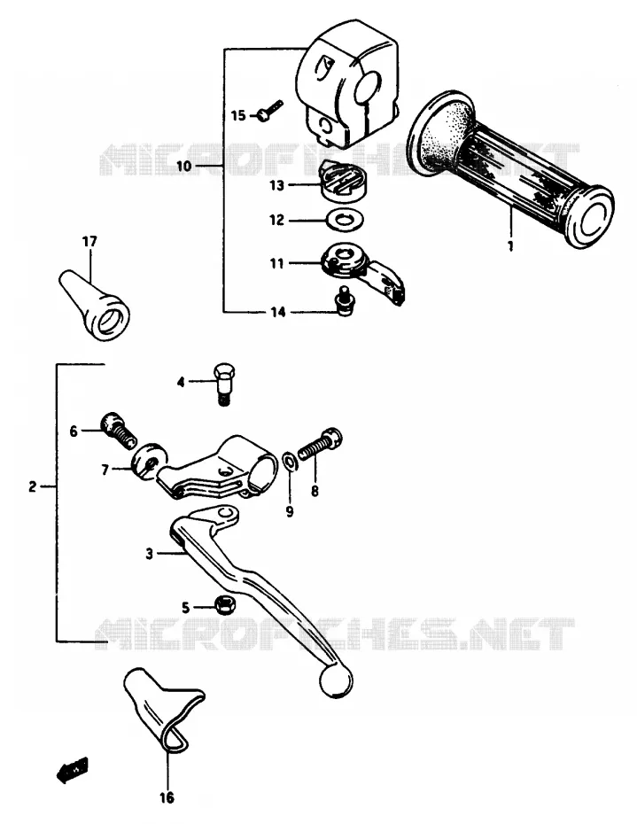 ENSEMBLE POIGNEE GAUCHE Suzuki MOTO 1100 GSX-E 1984  GSX1100ESE(E/F/G)