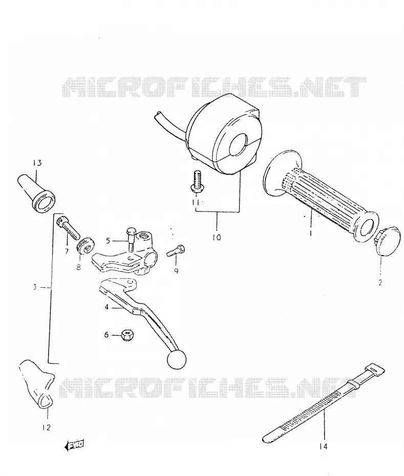 ENSEMBLE POIGNEE GAUCHE Suzuki MOTO 550 GS 1980  GS550LT